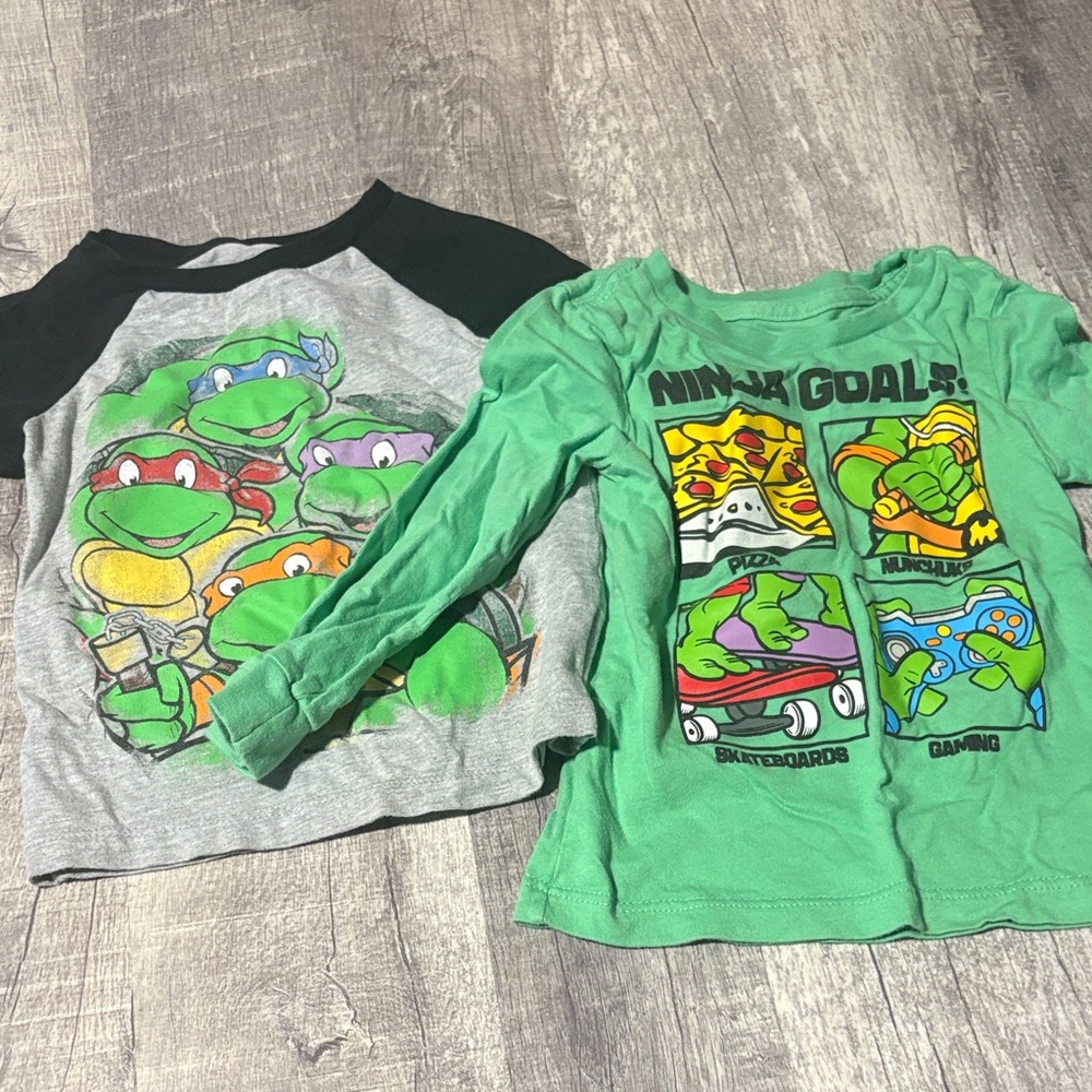 Ninja Turtles Kids Graphic Tees - Green & Gray